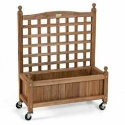 Costway 32in Wood Planter Box w/Trellis Mobile Raised Bed for Climbing Plant -Cheap Planters Store unnamed file 626