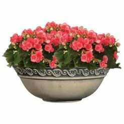 Set of 2 Corinthian Bowl Planters - Classic Home and Garden Ivory Ash