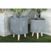 Set of 2 Farmhouse Hexagonal Ceramic and Fiber Clay Planters with Stands - Olivia & May Dark Gray