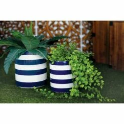 Olivia & May Set of 3 Modern Ceramic Vases White/Blue - Olivia & May