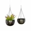 Olivia & May Set of 2 Round Modern Iron Hanging Planters Black - Olivia & May