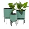 Set of 3 Contemporary Metal Planters - Olivia & May Teal Green