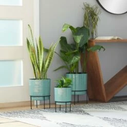 Set of 3 Contemporary Metal Planters - Olivia & May Teal Green -Cheap Planters Store unnamed file 6350