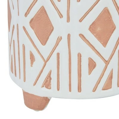 Olivia & May Set of 3 Porcelain Planter with Legs Peach/White - Olivia & May 5 Olivia & May Set of 3 Porcelain Planter with Legs Peach/White - Olivia & May - Image 3