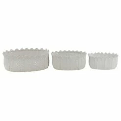 Set of 3 Modern Leaf Design Stoneware Planters White - Olivia & May 12 Set of 3 Modern Leaf Design Stoneware Planters White - Olivia & May -Cheap Planters Store unnamed file 6378