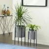 Olivia & May Set of 2 Modern Iron Planters with Stand - Olivia & May
