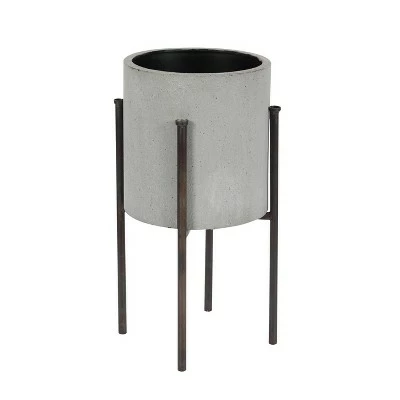 Olivia & May Set of 2 Modern Iron Planters with Stand - Olivia & May 4 Olivia & May Set of 2 Modern Iron Planters with Stand - Olivia & May - Image 2