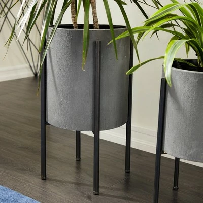 Olivia & May Set of 2 Modern Iron Planters with Stand - Olivia & May 9 Olivia & May Set of 2 Modern Iron Planters with Stand - Olivia & May - Image 7