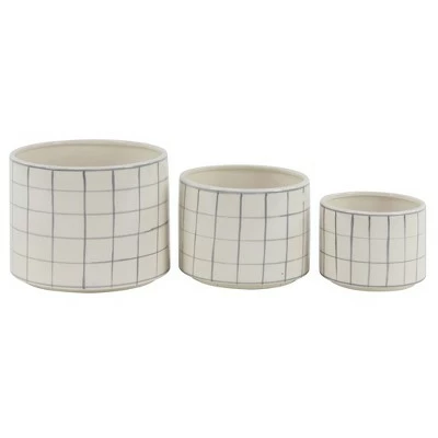 Set of 3 Modern Ceramic Vases - Olivia & May White/gray 7 Set of 3 Modern Ceramic Vases - Olivia & May White/gray - Image 5