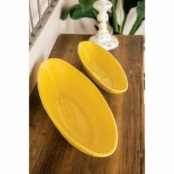 Set of 2 Eclectic Ceramic Planters - Olivia & May Yellow