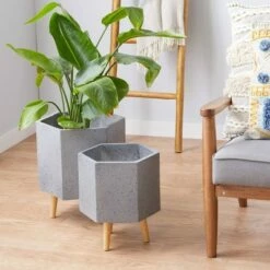 Set of 2 Novelty Contemporary Wood Planters - Olivia & May Gray -Cheap Planters Store unnamed file 6473