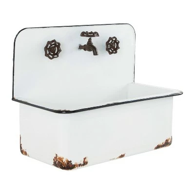 Olivia & May Set of 2 Farmhouse Rectangular Metal Planters White - Olivia & May 5 Olivia & May Set of 2 Farmhouse Rectangular Metal Planters White - Olivia & May - Image 3