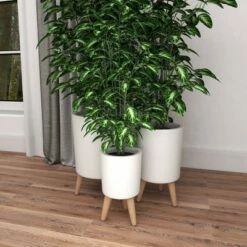 Set of 3 Planters with Wooden Legs - Olivia & May Black -Cheap Planters Store unnamed file 6525