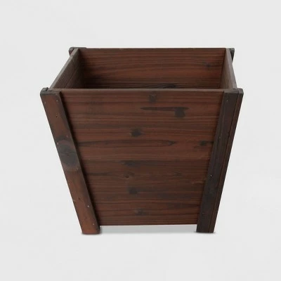 4pc Square Tapered Wooden Planters Brown - Leisure Season 4 4pc Square Tapered Wooden Planters Brown - Leisure Season - Image 2
