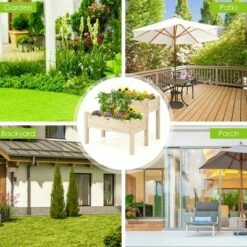 Costway 2 Tier Wooden Raised Garden Bed Elevated Planter Box w/Legs Drain Holes -Cheap Planters Store unnamed file 654