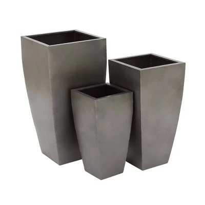 Olivia & May Set of 3 Contemporary Tapered Rectangular Iron Planters Gray - Olivia & May 5 Olivia & May Set of 3 Contemporary Tapered Rectangular Iron Planters Gray - Olivia & May - Image 3