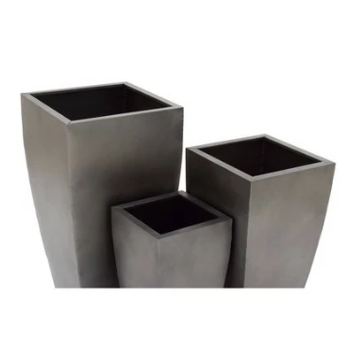 Olivia & May Set of 3 Contemporary Tapered Rectangular Iron Planters Gray - Olivia & May 6 Olivia & May Set of 3 Contemporary Tapered Rectangular Iron Planters Gray - Olivia & May - Image 4