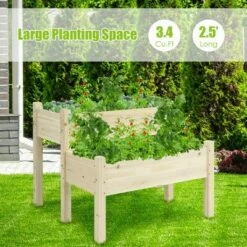 Costway 2 Tier Wooden Raised Garden Bed Elevated Planter Box w/Legs Drain Holes -Cheap Planters Store unnamed file 655