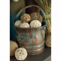 Olivia & May Set of 3 Rustic Copper Bucket Planters with Handles - Olivia & May