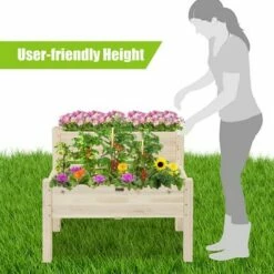 Costway 2 Tier Wooden Raised Garden Bed Elevated Planter Box w/Legs Drain Holes -Cheap Planters Store unnamed file 657