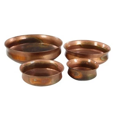 Olivia & May Set of 4 Traditional Flared Iron Planters Copper - Olivia & May 4 Olivia & May Set of 4 Traditional Flared Iron Planters Copper - Olivia & May - Image 2