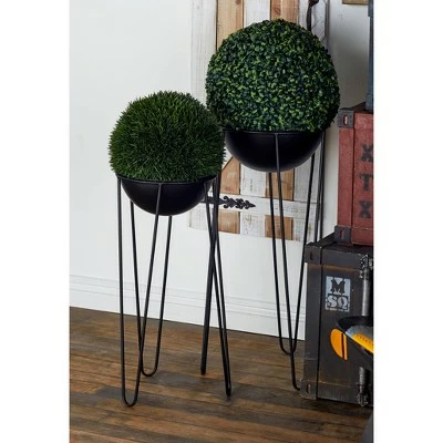 Olivia & May Set of 2 Modern Iron Dome Planters Black - Olivia & May 3 Olivia & May Set of 2 Modern Iron Dome Planters Black - Olivia & May