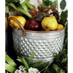 Olivia & May Set of 3 Farmhouse Iron Planters with Handle Gray - Olivia & May