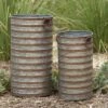 Olivia & May Set of 2 Industrial Galvanized Iron Planters - Olivia & May