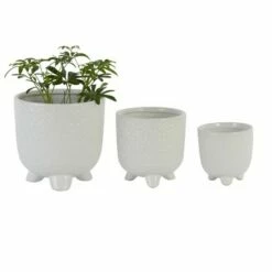 Olivia & May Set of 3 Ceramic Planter with Legs White - Olivia & May