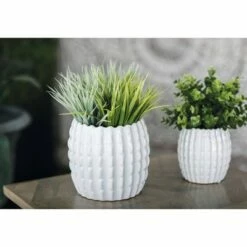 Olivia & May Set of 4 Eclectic Ceramic Planters White - Olivia & May
