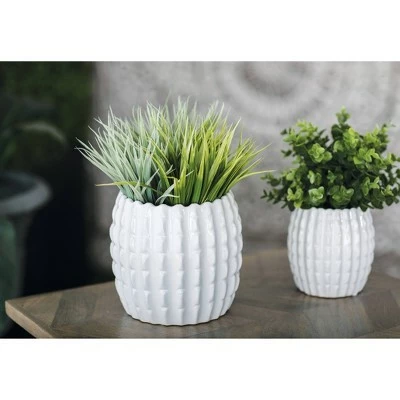 Olivia & May Set of 4 Eclectic Ceramic Planters White - Olivia & May 3 Olivia & May Set of 4 Eclectic Ceramic Planters White - Olivia & May