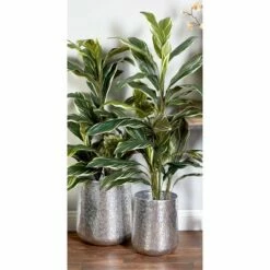 Olivia & May Set of 3 Modern Aluminum and Iron Planters Silver - Olivia & May