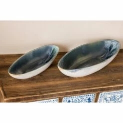 Olivia & May Set of 2 Eclectic Ceramic Planters Dark Green - Olivia & May