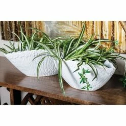 Olivia & May Set of 2 Eclectic Ceramic Planters White - Olivia & May