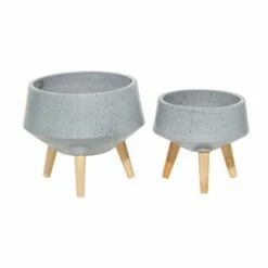 Set of 2 Contemporary Wood Bowl Planters - Olivia & May White -Cheap Planters Store unnamed file 6725