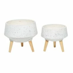 Set of 2 Contemporary Wood Bowl Planters - Olivia & May White -Cheap Planters Store unnamed file 6728