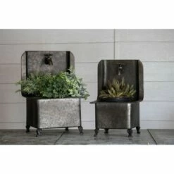 Set of 2 Black Galvanized Metal Sink Planters - Foreside Home & Garden -Cheap Planters Store unnamed file 6734