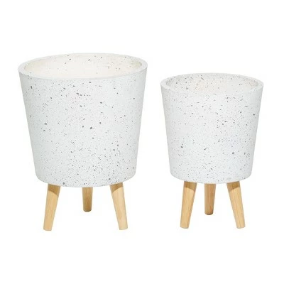 Set of 2 Contemporary Wood Planters - Olivia & May Gray 9 Set of 2 Contemporary Wood Planters - Olivia & May Gray - Image 7