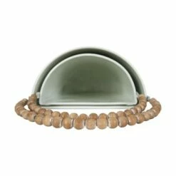 Set of 2 White Metal Wall Hanging Planters with Wood Bead Hangers - Foreside Home & Garden -Cheap Planters Store unnamed file 6761