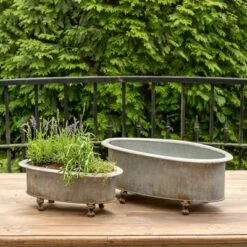 Park Hill Collection Metal Oblong Centerpiece Planters