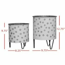 Set of 2 White Floral Pattern Galvanized Metal Planters - Foreside Home & Garden -Cheap Planters Store unnamed file 6771