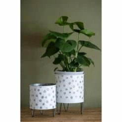 Set of 2 White Floral Pattern Galvanized Metal Planters - Foreside Home & Garden -Cheap Planters Store unnamed file 6772