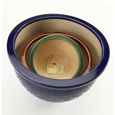 Zingz & Thingz Set of 3 Ceramic Flower Pots Jewel Tone - Zings & Thingz 3 Zingz & Thingz Set of 3 Ceramic Flower Pots Jewel Tone - Zings & Thingz - Image 2