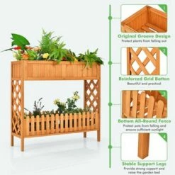 Costway 2-Tier Raised Garden Bed Elevated Wood Planter Box for Vegetable Flower Herb -Cheap Planters Store unnamed file 683
