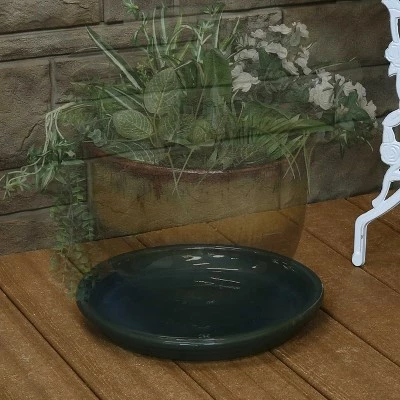 Sunnydaze Decor Sunnydaze Ceramic Outdoor/Indoor High-Fired Glazed UV-Resistant and Frost-Resistant Flower Planter Saucers - 12" Diameter - Forest Lake Green - 2-Pack 6 Sunnydaze Decor Sunnydaze Ceramic Outdoor/Indoor High-Fired Glazed UV-Resistant and Frost-Resistant Flower Planter Saucers - 12" Diameter - Forest Lake Green - 2-Pack - Image 4