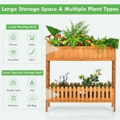 Costway 2-Tier Raised Garden Bed Elevated Wood Planter Box for Vegetable Flower Herb -Cheap Planters Store unnamed file 685