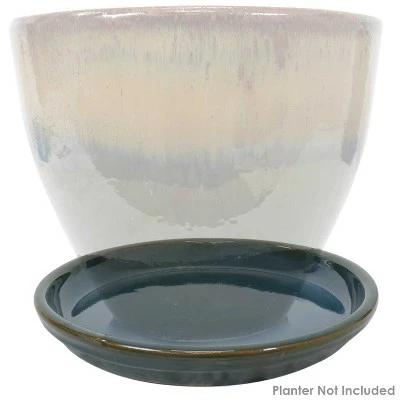 Sunnydaze Decor Sunnydaze Ceramic Outdoor/Indoor High-Fired Glazed UV-Resistant and Frost-Resistant Flower Planter Saucers - 12" Diameter - Forest Lake Green - 2-Pack 8 Sunnydaze Decor Sunnydaze Ceramic Outdoor/Indoor High-Fired Glazed UV-Resistant and Frost-Resistant Flower Planter Saucers - 12" Diameter - Forest Lake Green - 2-Pack - Image 6