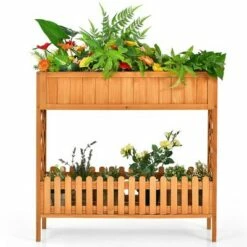 Costway 2-Tier Raised Garden Bed Elevated Wood Planter Box for Vegetable Flower Herb -Cheap Planters Store unnamed file 687