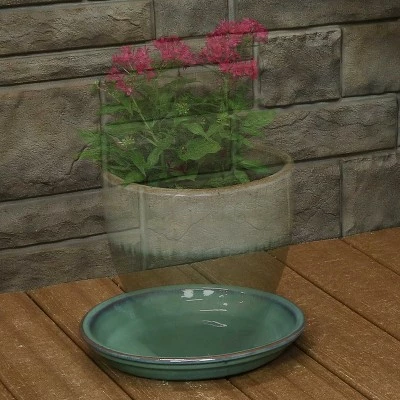 Sunnydaze Decor Sunnydaze High-Fired Glazed UV-Resistant and Frost-Resistant Ceramic Flower Pot Planter Saucers - 9" Diameter - Seafoam - 4-Pack 6 Sunnydaze Decor Sunnydaze High-Fired Glazed UV-Resistant and Frost-Resistant Ceramic Flower Pot Planter Saucers - 9" Diameter - Seafoam - 4-Pack - Image 4