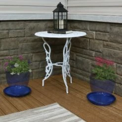 Sunnydaze Decor Sunnydaze Outdoor/Indoor High-Fired Glazed UV- and Frost-Resistant Ceramic Flower Pot Planter Saucers - 9" Diameter - Imperial Blue - 4-Pack